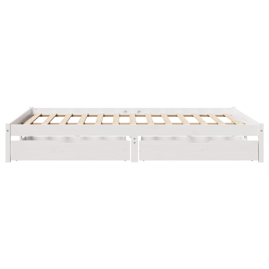 Bedframe zonder matras massief grenenhout wit 150x200 cm