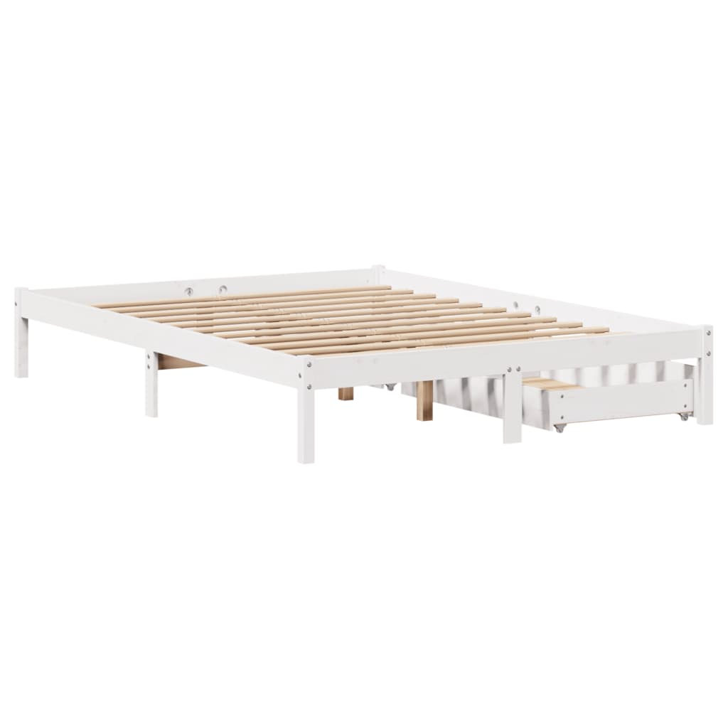 Bedframe zonder matras massief grenenhout wit 150x200 cm
