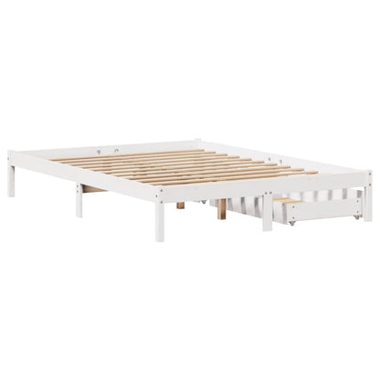 Bedframe zonder matras massief grenenhout wit 150x200 cm