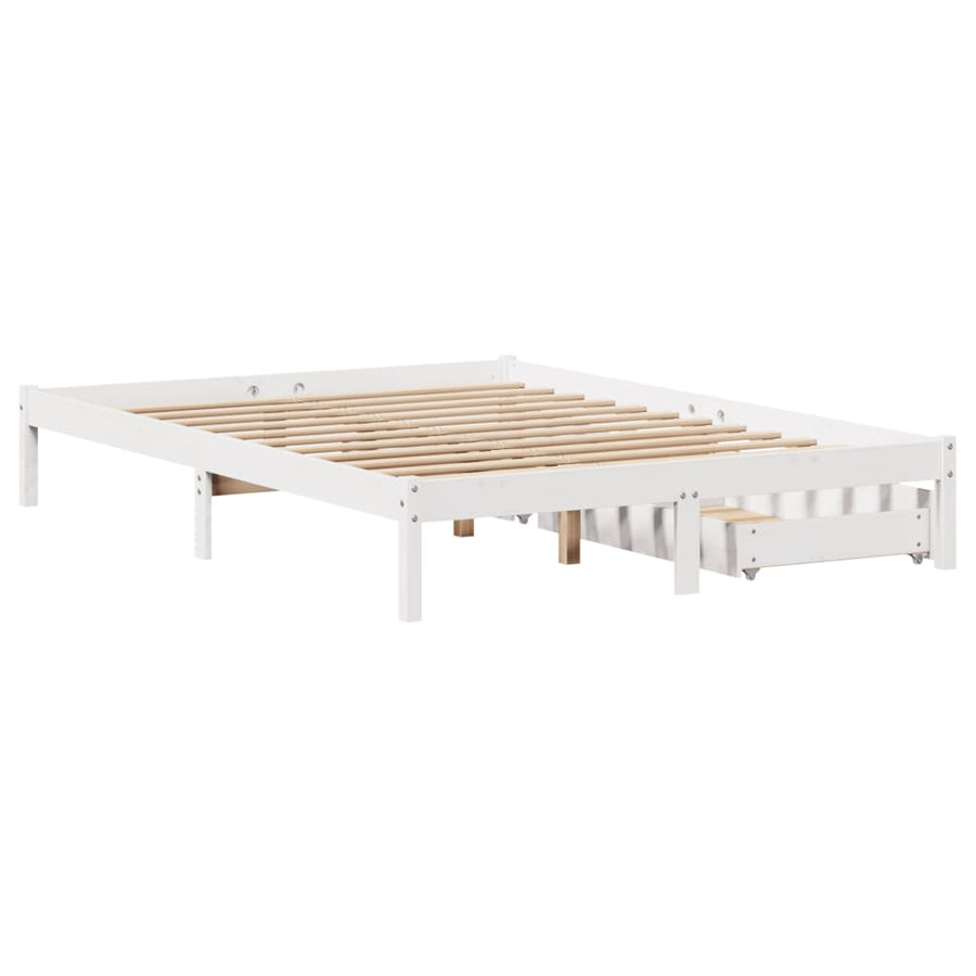 Bedframe zonder matras massief grenenhout wit 150x200 cm
