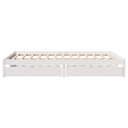 Bedframe zonder matras massief grenenhout wit 160x200 cm