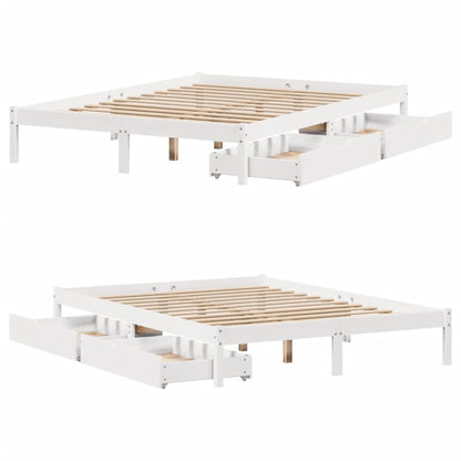 Bedframe zonder matras massief grenenhout wit 160x200 cm