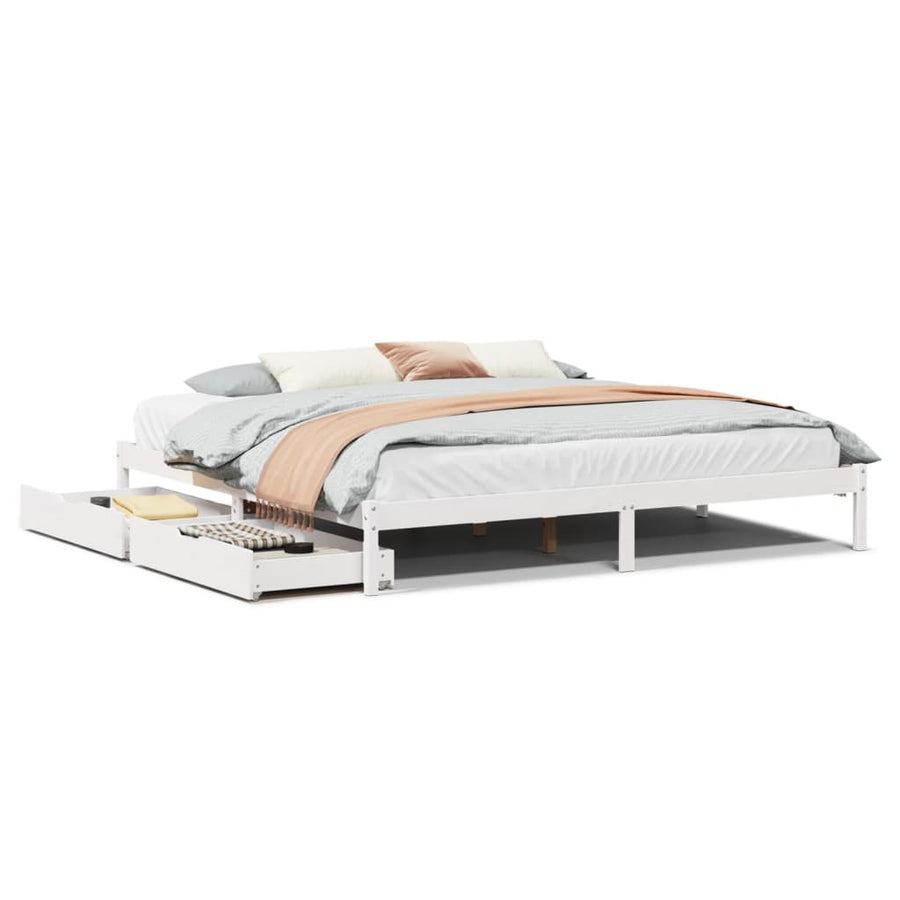 Bedframe zonder matras massief grenenhout wit 180x200 cm