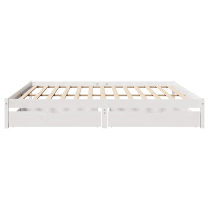 Bedframe zonder matras massief grenenhout wit 180x200 cm