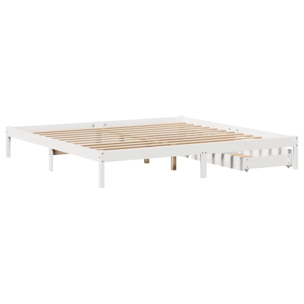 Bedframe zonder matras massief grenenhout wit 180x200 cm