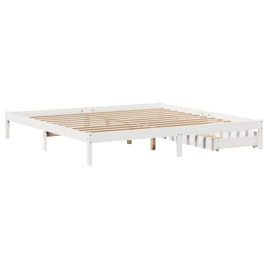 Bedframe zonder matras massief grenenhout wit 180x200 cm