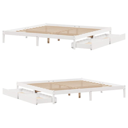 Bedframe zonder matras massief grenenhout wit 180x200 cm