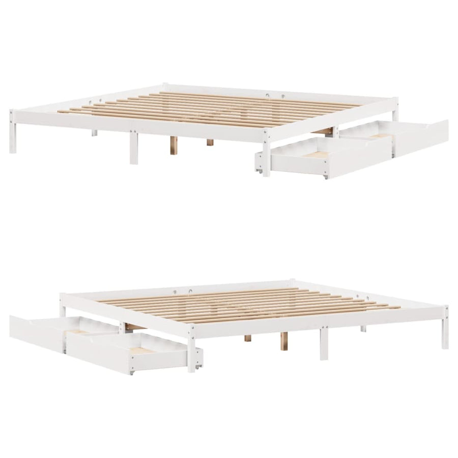 Bedframe zonder matras massief grenenhout wit 180x200 cm