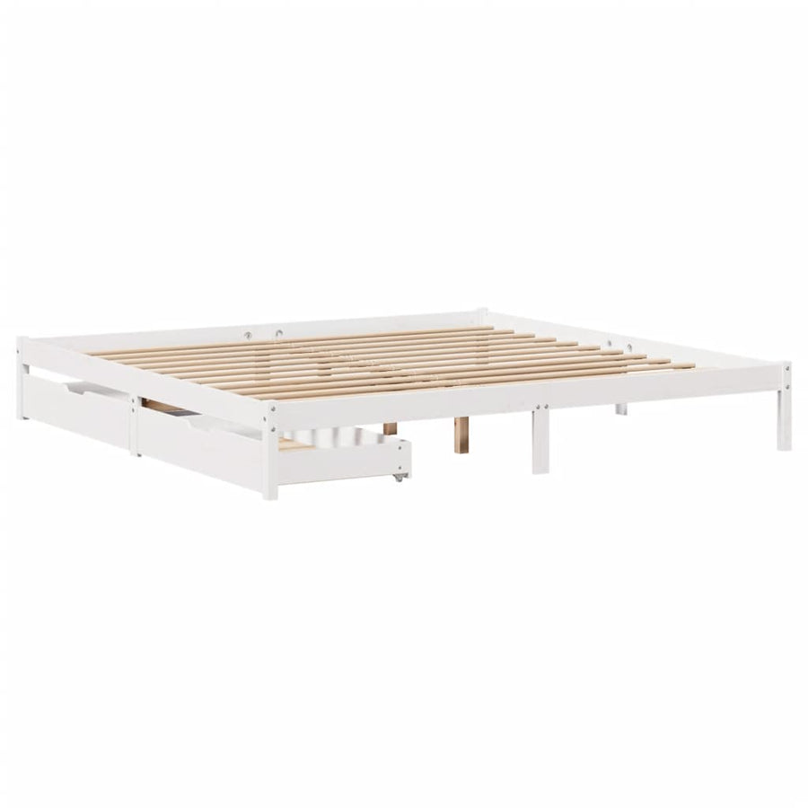 Bedframe zonder matras massief grenenhout wit 200x200 cm