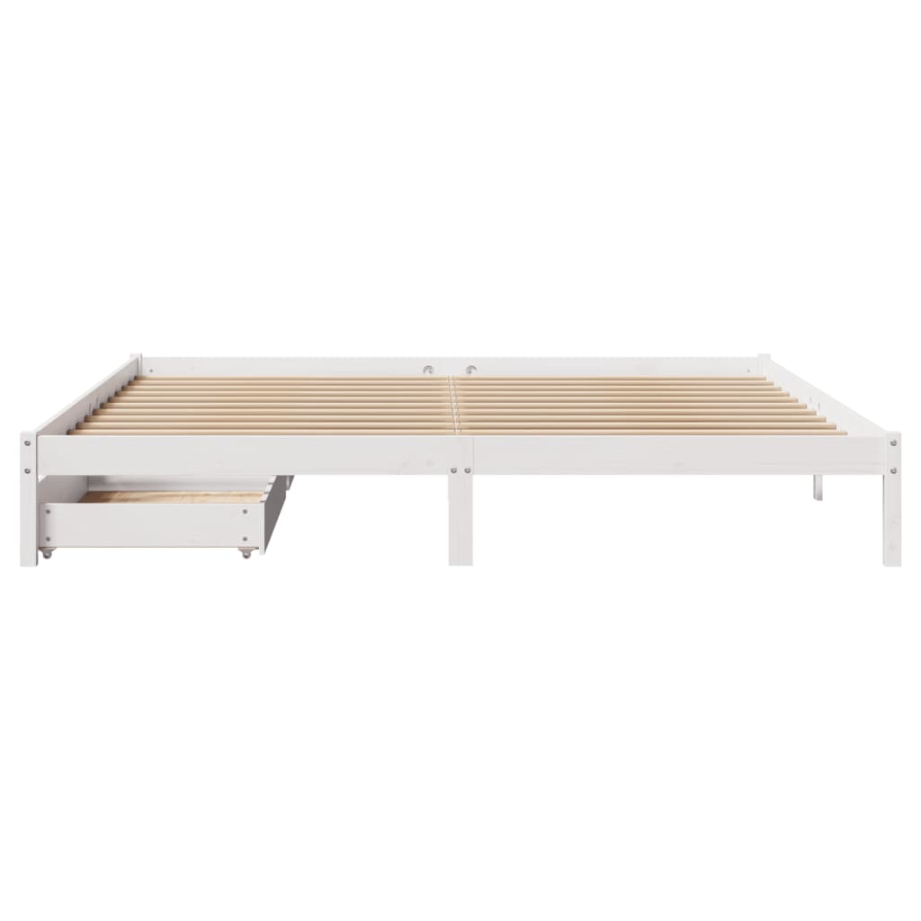Bedframe zonder matras massief grenenhout wit 200x200 cm