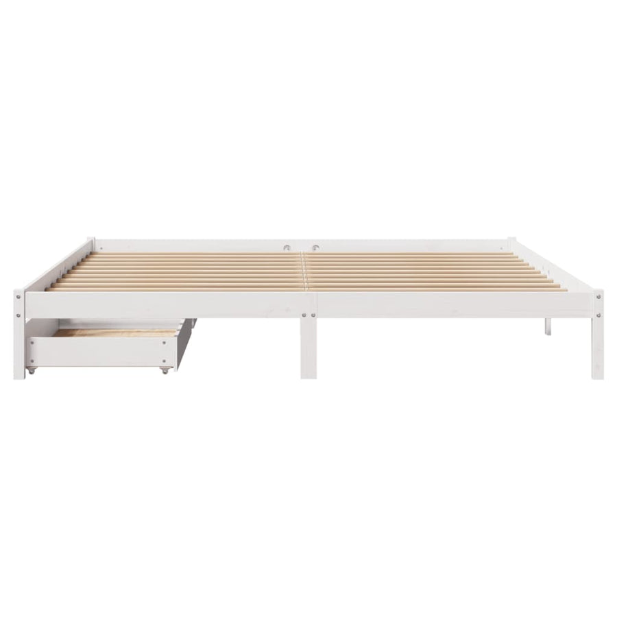 Bedframe zonder matras massief grenenhout wit 200x200 cm