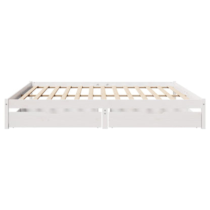 Bedframe zonder matras massief grenenhout wit 200x200 cm