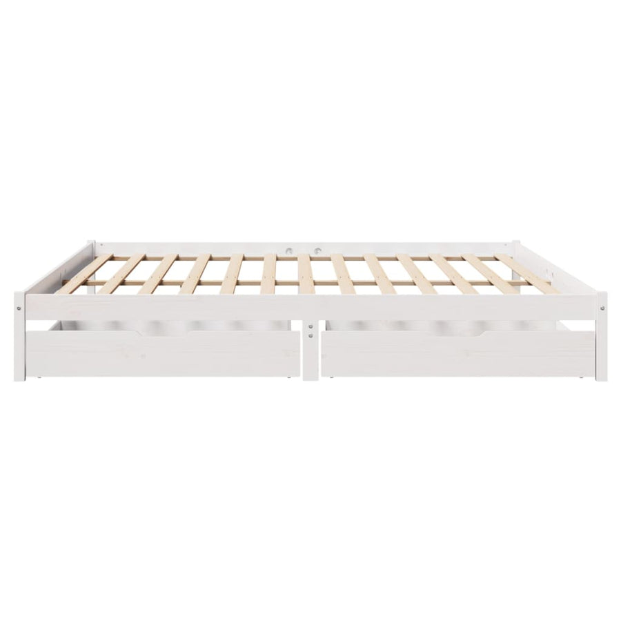 Bedframe zonder matras massief grenenhout wit 200x200 cm