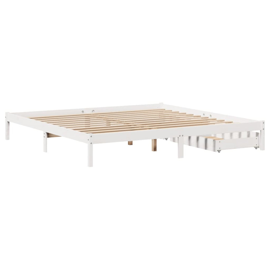 Bedframe zonder matras massief grenenhout wit 200x200 cm