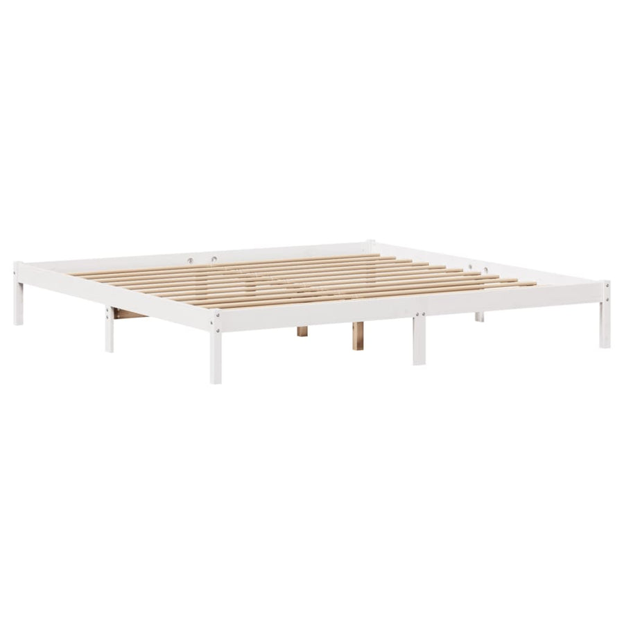 Bedframe zonder matras massief grenenhout wit 200x200 cm