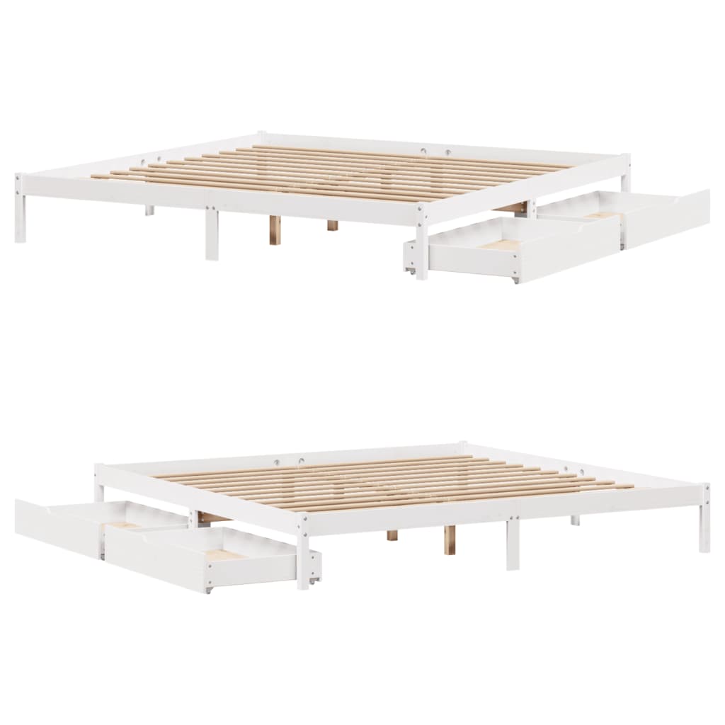 Bedframe zonder matras massief grenenhout wit 200x200 cm