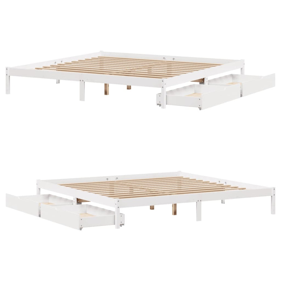 Bedframe zonder matras massief grenenhout wit 200x200 cm