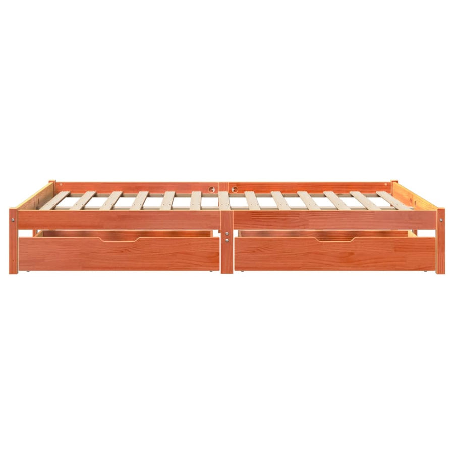 Bedframe zonder matras massief grenenhout wasbruin 140x200 cm