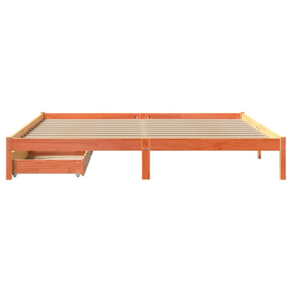 Bedframe zonder matras massief grenenhout wasbruin 200x200 cm