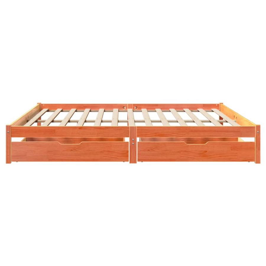 Bedframe zonder matras massief grenenhout wasbruin 200x200 cm