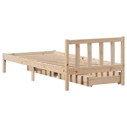 Bedframe zonder matras massief grenenhout 75x190 cm