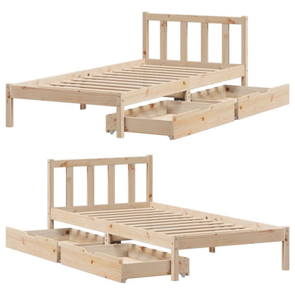 Bedframe zonder matras massief grenenhout 75x190 cm