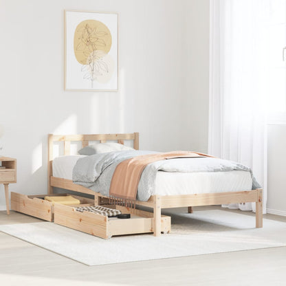 Bedframe zonder matras massief grenenhout 75x190 cm
