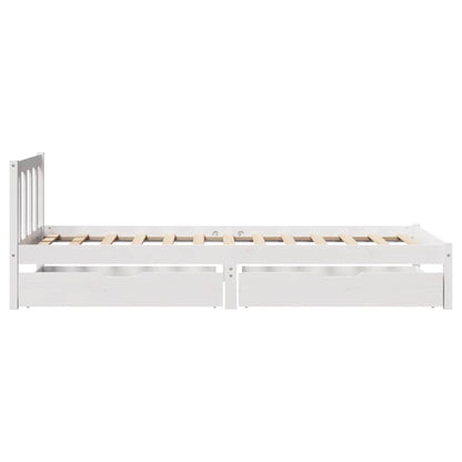 Bedframe zonder matras massief grenenhout wit 75x190 cm