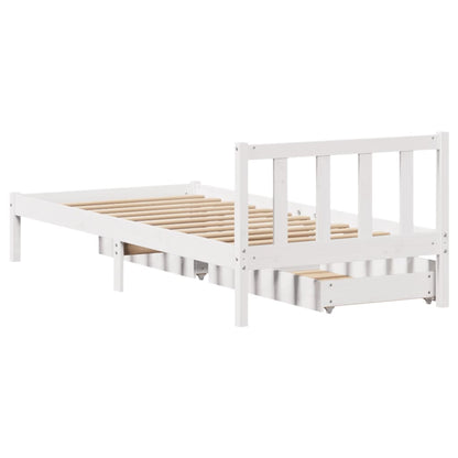 Bedframe zonder matras massief grenenhout wit 75x190 cm