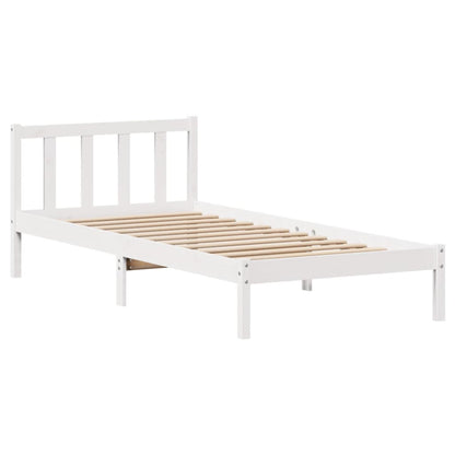 Bedframe zonder matras massief grenenhout wit 75x190 cm