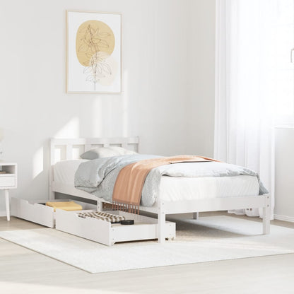 Bedframe zonder matras massief grenenhout wit 75x190 cm