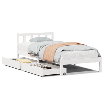 Bedframe zonder matras massief grenenhout wit 90x190 cm