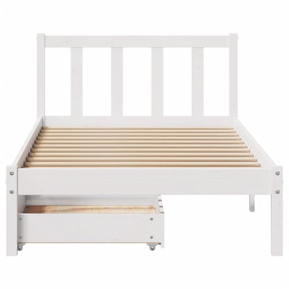 Bedframe zonder matras massief grenenhout wit 90x190 cm