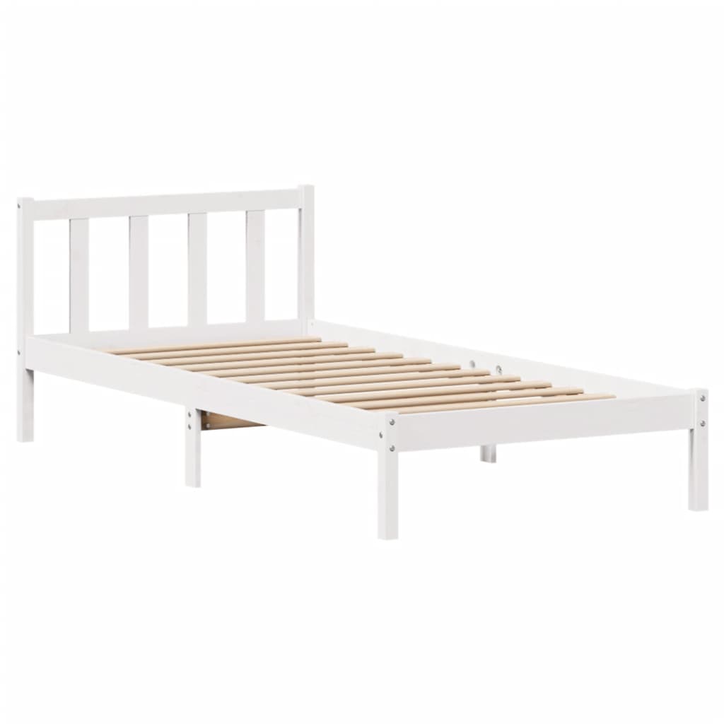 Bedframe zonder matras massief grenenhout wit 90x190 cm