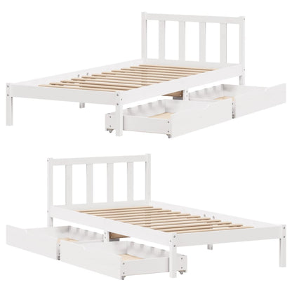 Bedframe zonder matras massief grenenhout wit 90x190 cm