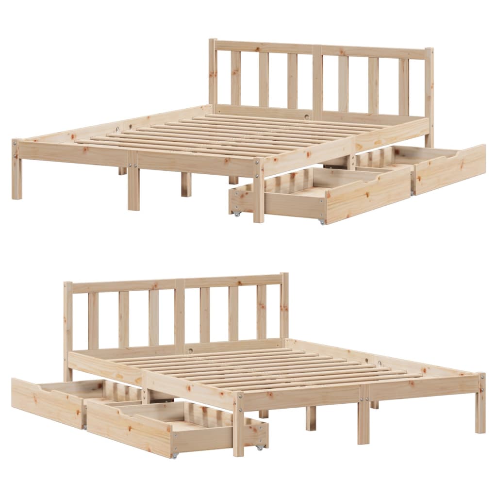 Bedframe zonder matras massief grenenhout 120x190 cm