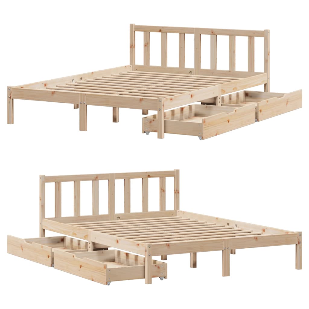 Bedframe zonder matras massief grenenhout 135x190 cm
