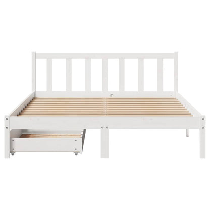 Bedframe zonder matras massief grenenhout wit 135x190 cm