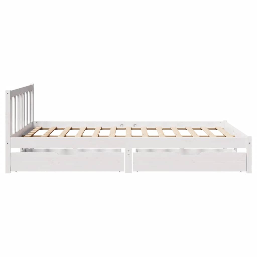 Bedframe zonder matras massief grenenhout wit 135x190 cm