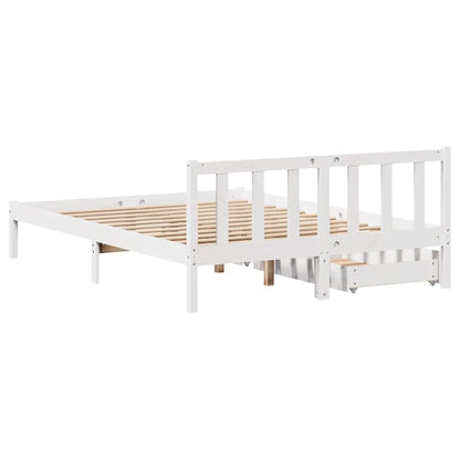 Bedframe zonder matras massief grenenhout wit 135x190 cm