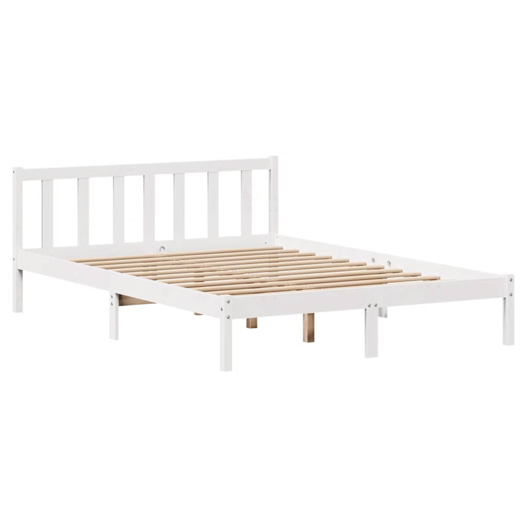 Bedframe zonder matras massief grenenhout wit 135x190 cm