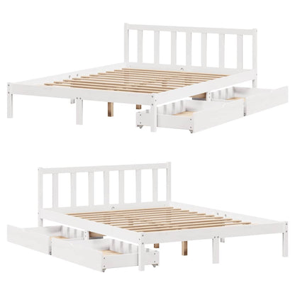 Bedframe zonder matras massief grenenhout wit 135x190 cm