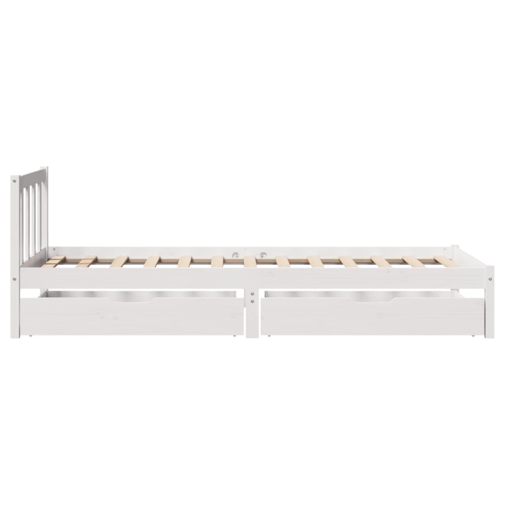 Bedframe zonder matras massief grenenhout wit 90x200 cm