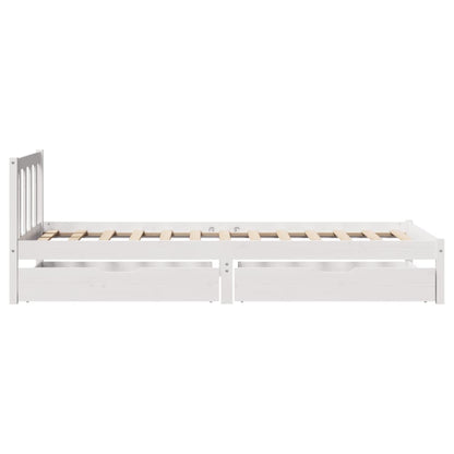 Bedframe zonder matras massief grenenhout wit 90x200 cm