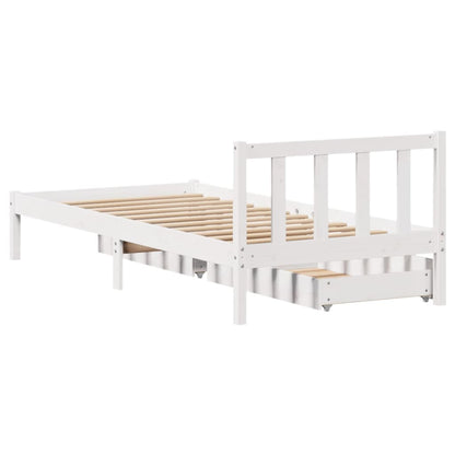 Bedframe zonder matras massief grenenhout wit 90x200 cm