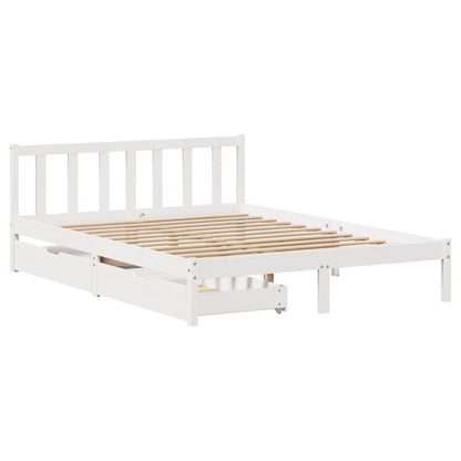 Bedframe zonder matras massief grenenhout wit 120x200 cm