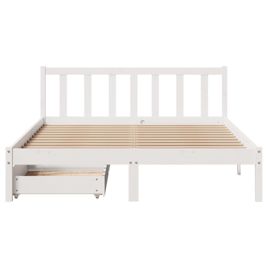 Bedframe zonder matras massief grenenhout wit 120x200 cm