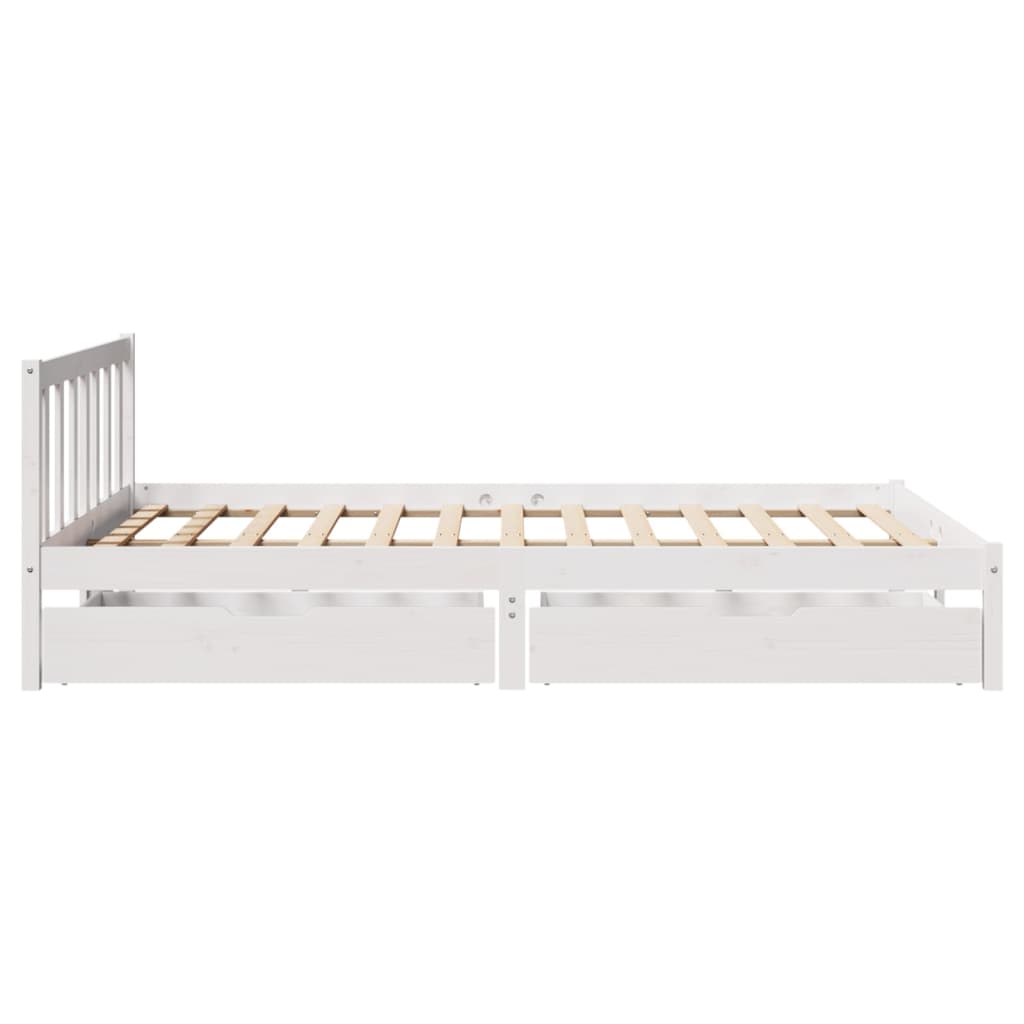 Bedframe zonder matras massief grenenhout wit 120x200 cm