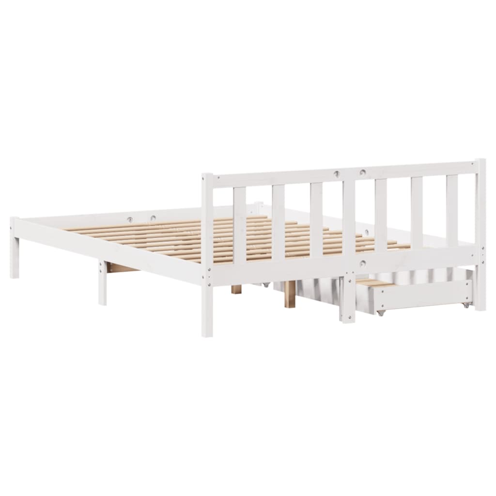Bedframe zonder matras massief grenenhout wit 120x200 cm