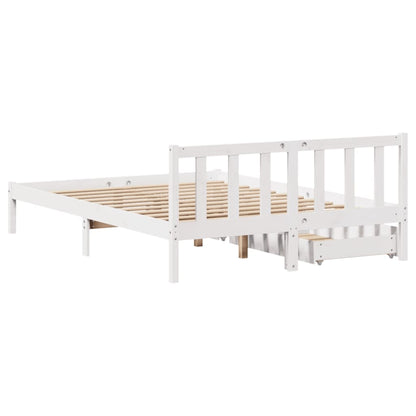 Bedframe zonder matras massief grenenhout wit 120x200 cm